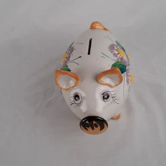 Vintage Hand painted Italian Piggy Bank - 7" long - Picture 3 of 8